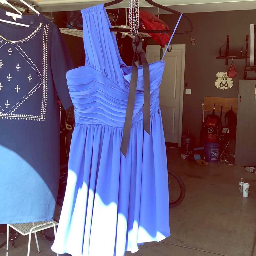 One shoulder periwinkle dress
